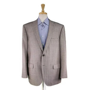 Andrea Castaldi Collezione Gray/Black/Red Plaid 2Btn Cashmere-Silk Sportcoat 48R